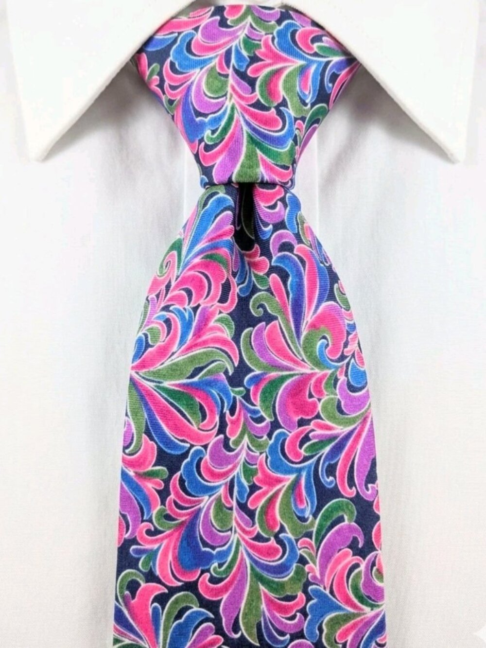 VTG 90s PRESTIGE BOHO "Garden Party" Silk Tie Spring Artist Swirl Floral Wedding